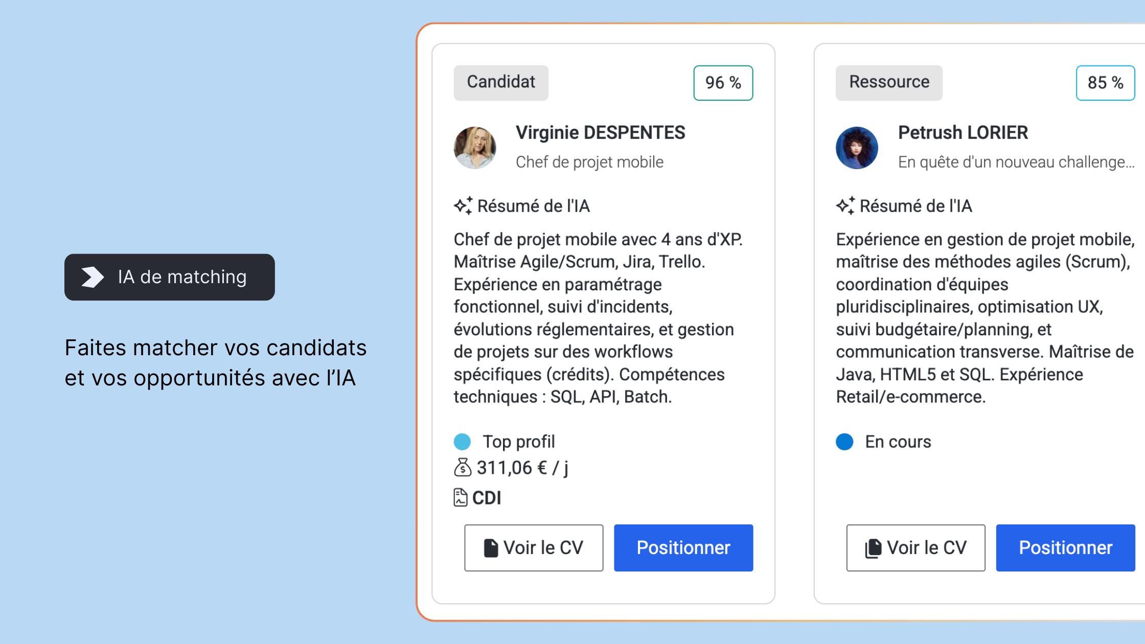 Aperçu de l'IA de matching sur Boond