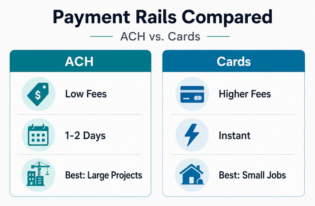 Infographic comparing ACH and card payments