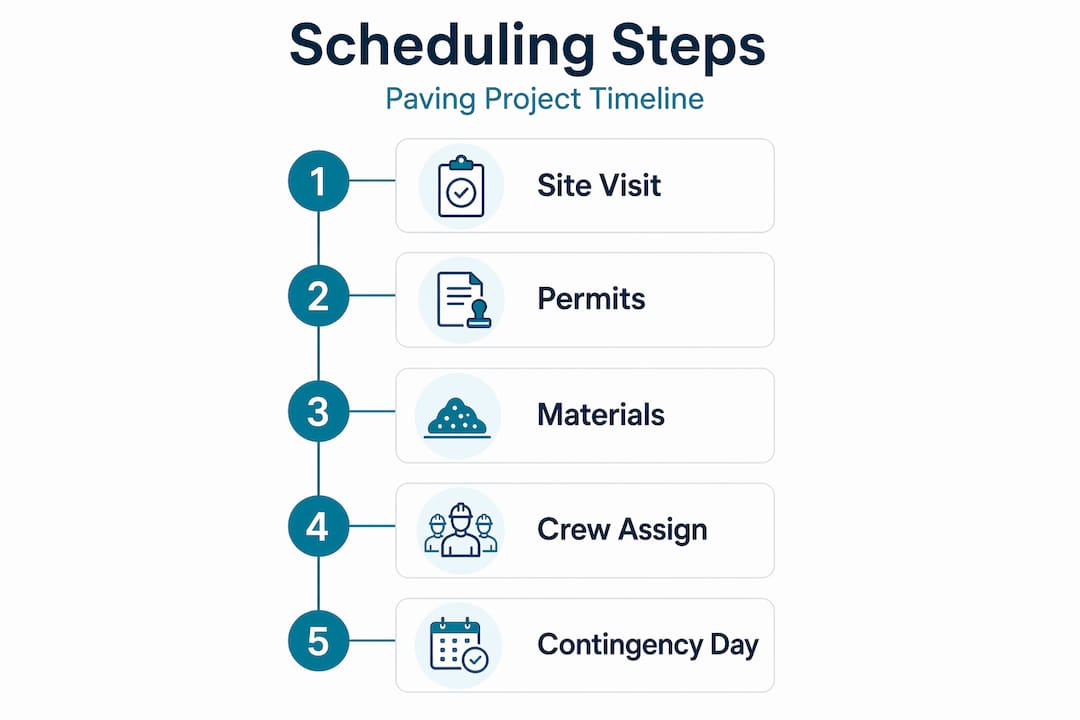 Paving project timeline steps infographic