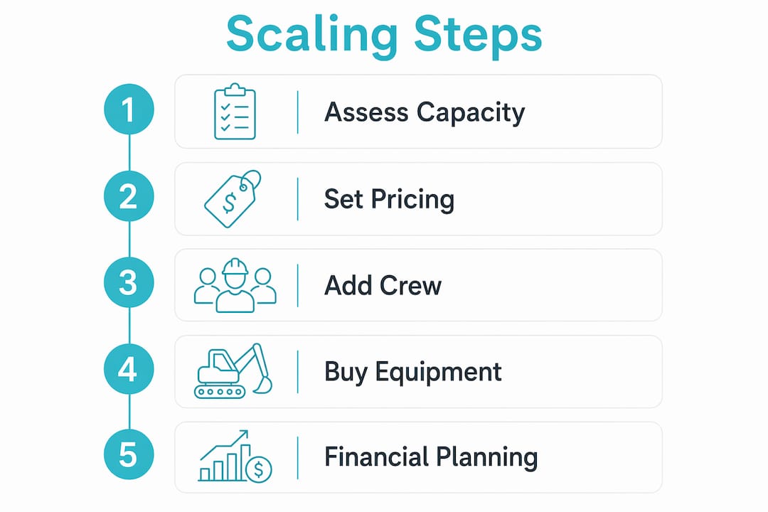 Infographic showing scaling steps in paving business