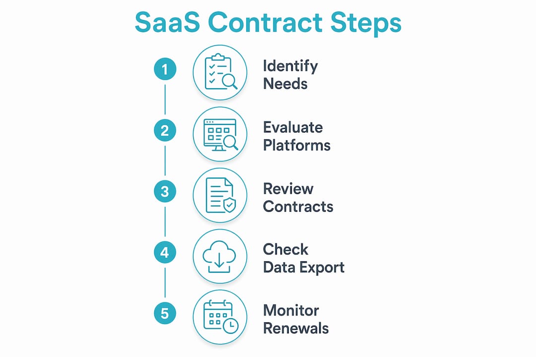 Infographic outlining SaaS contract process for contractors