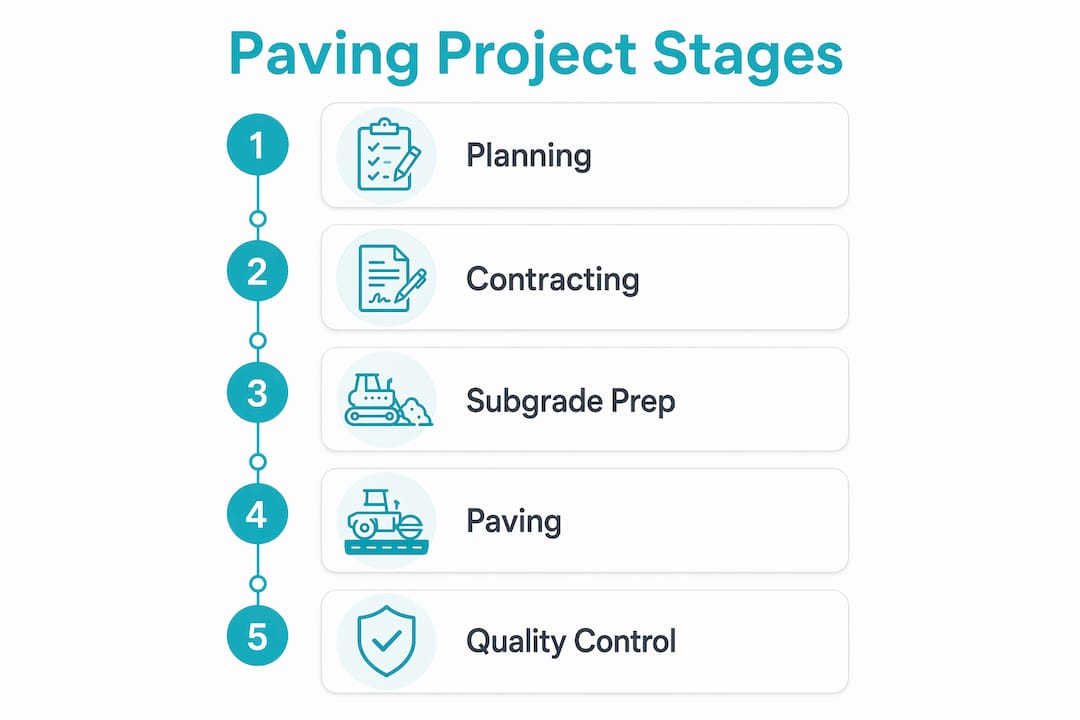 Infographic showing paving project management stages