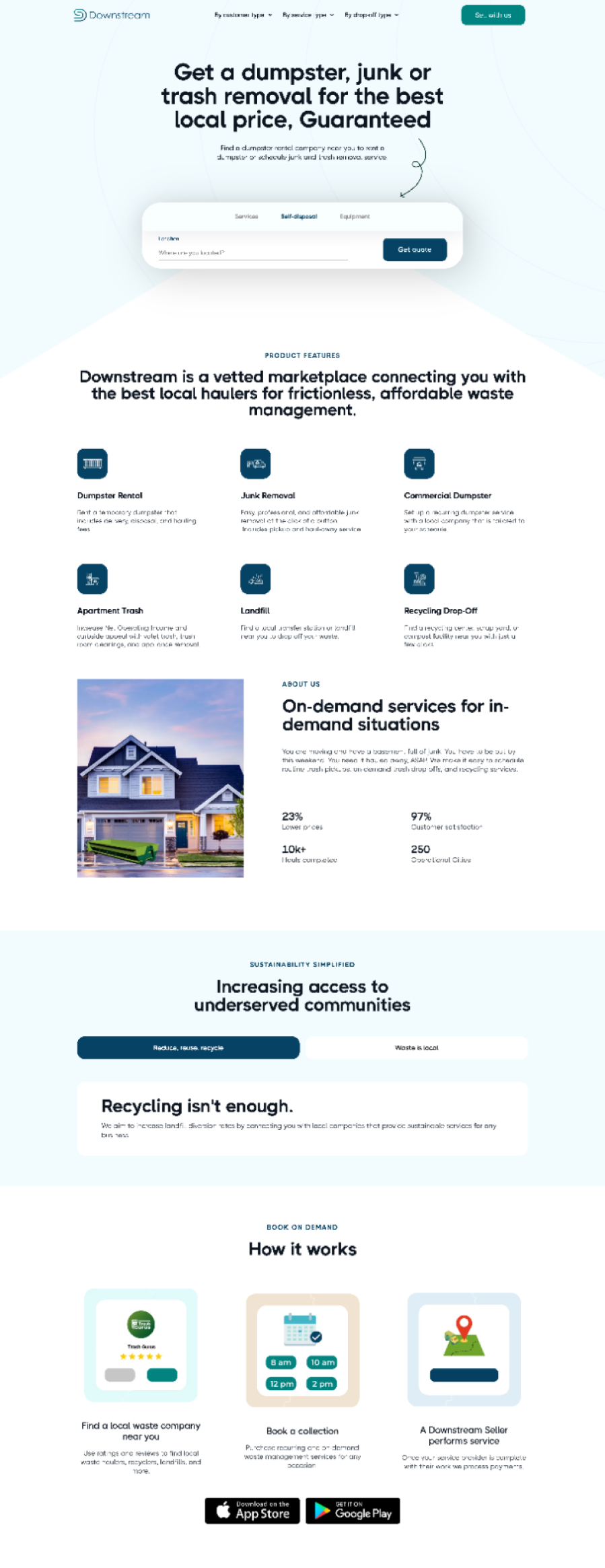 Downstream - Website screenshot