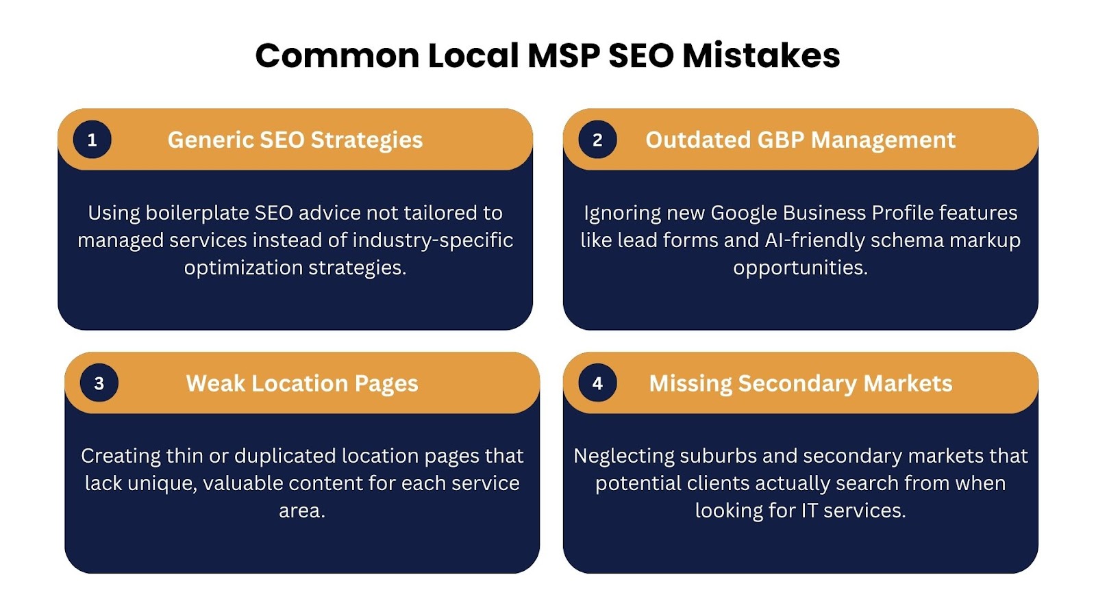 common local  MSP SEO mistakes