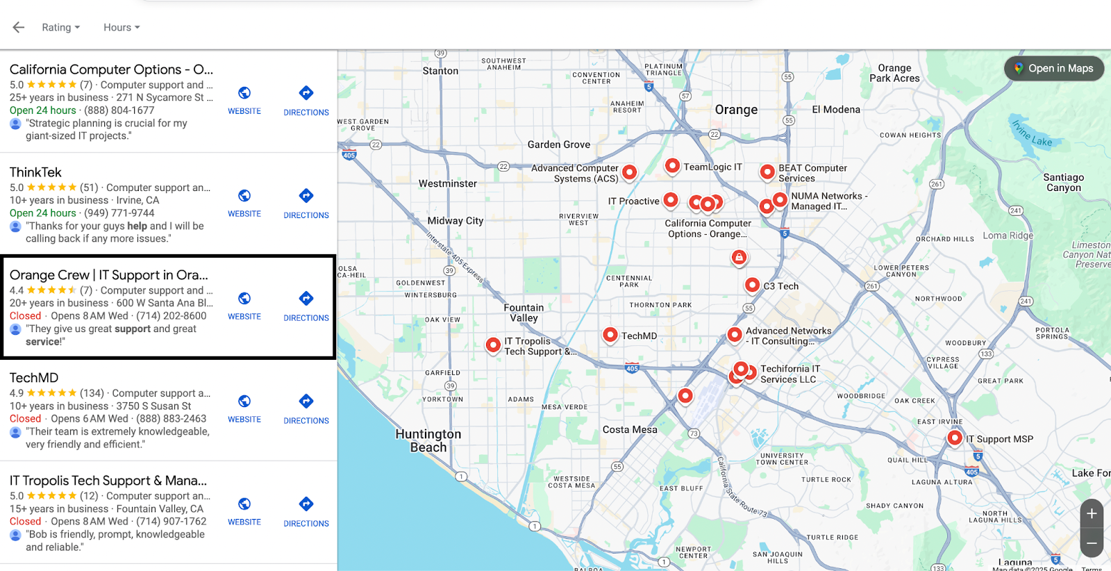 Local Pack Ranking for IT Support in Orange County