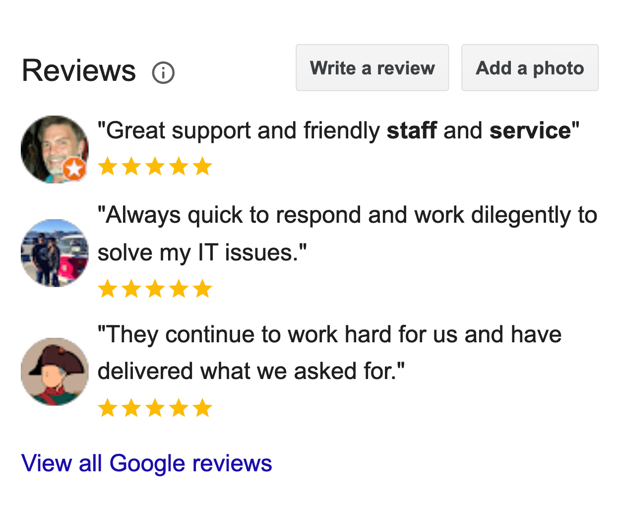 Business Profile reviews example