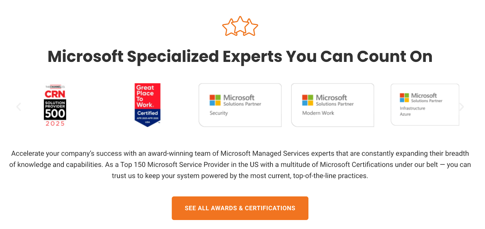 MSP Website Content That Builds Trust example
