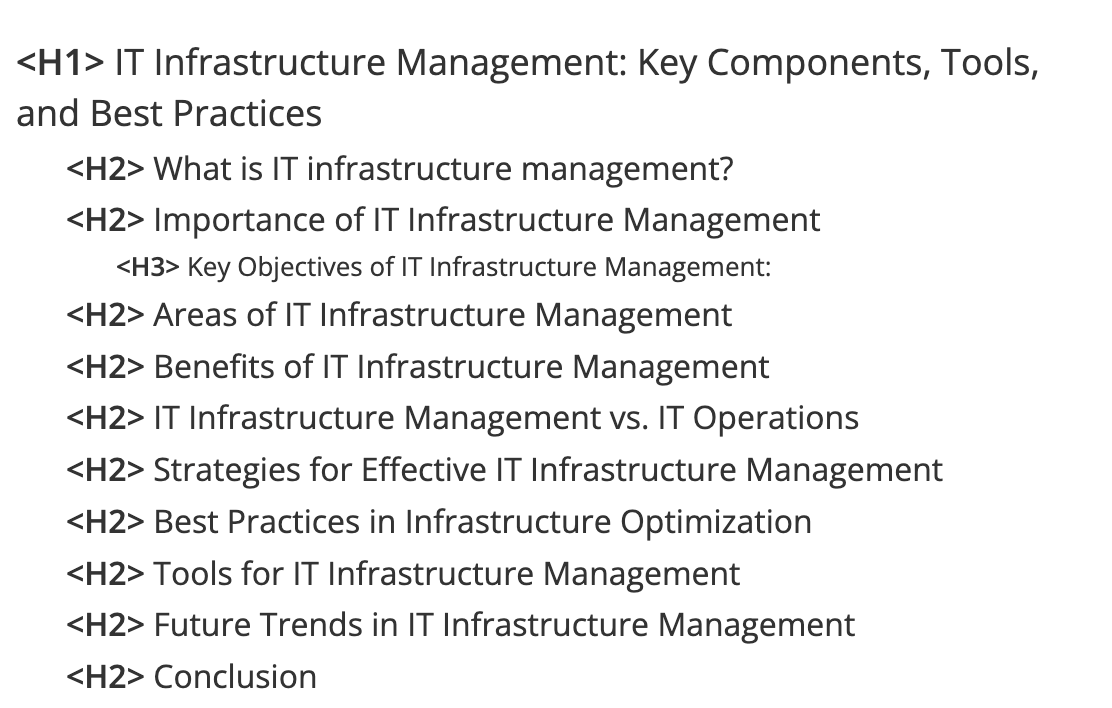 clear headings and heading hierarchy example