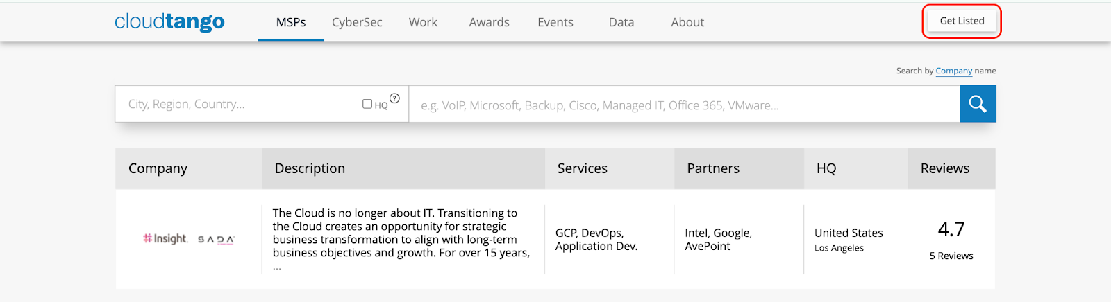 Directory Listings example