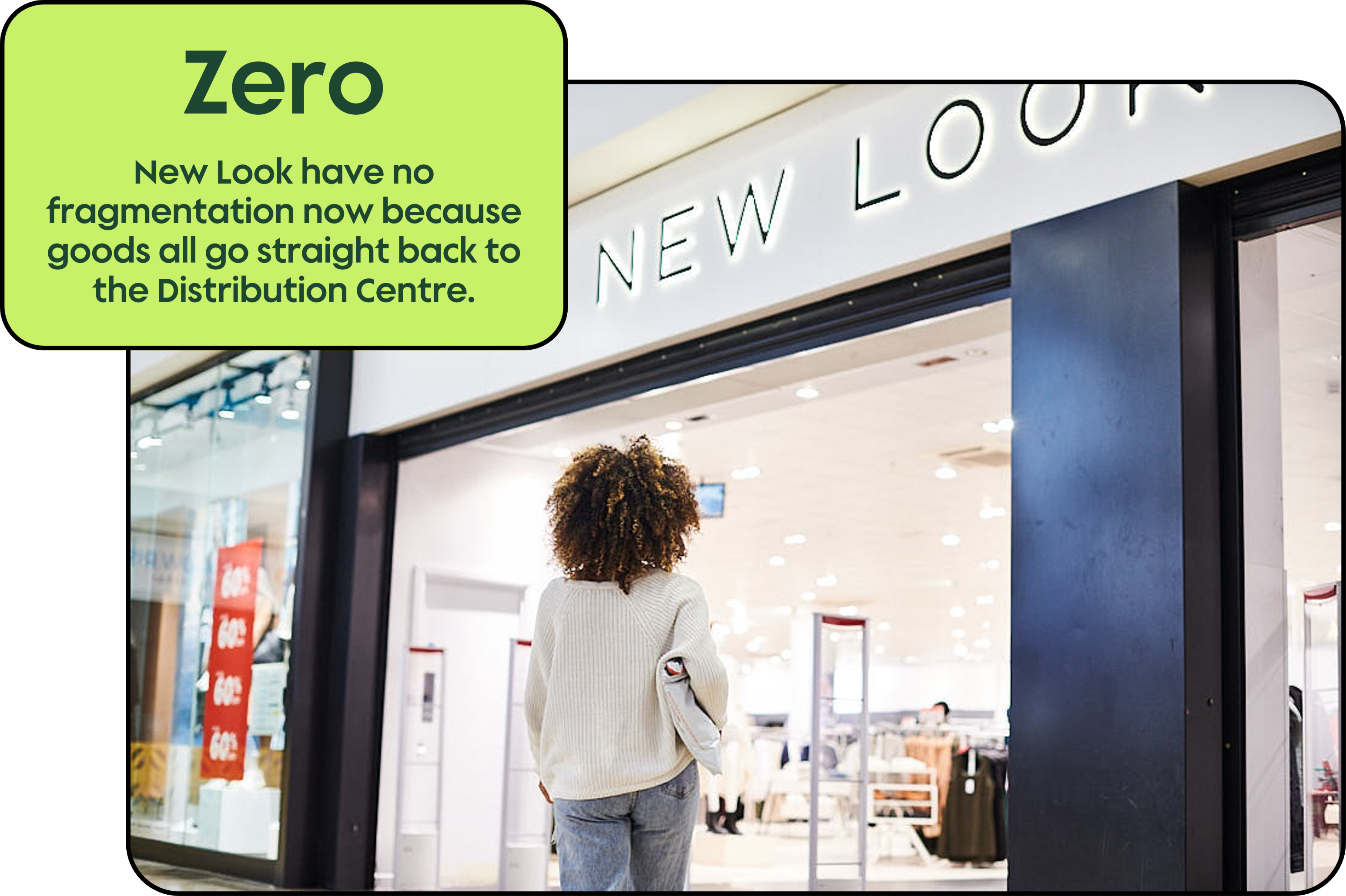 New Look have no fragmentation now because goods all go back to the DC