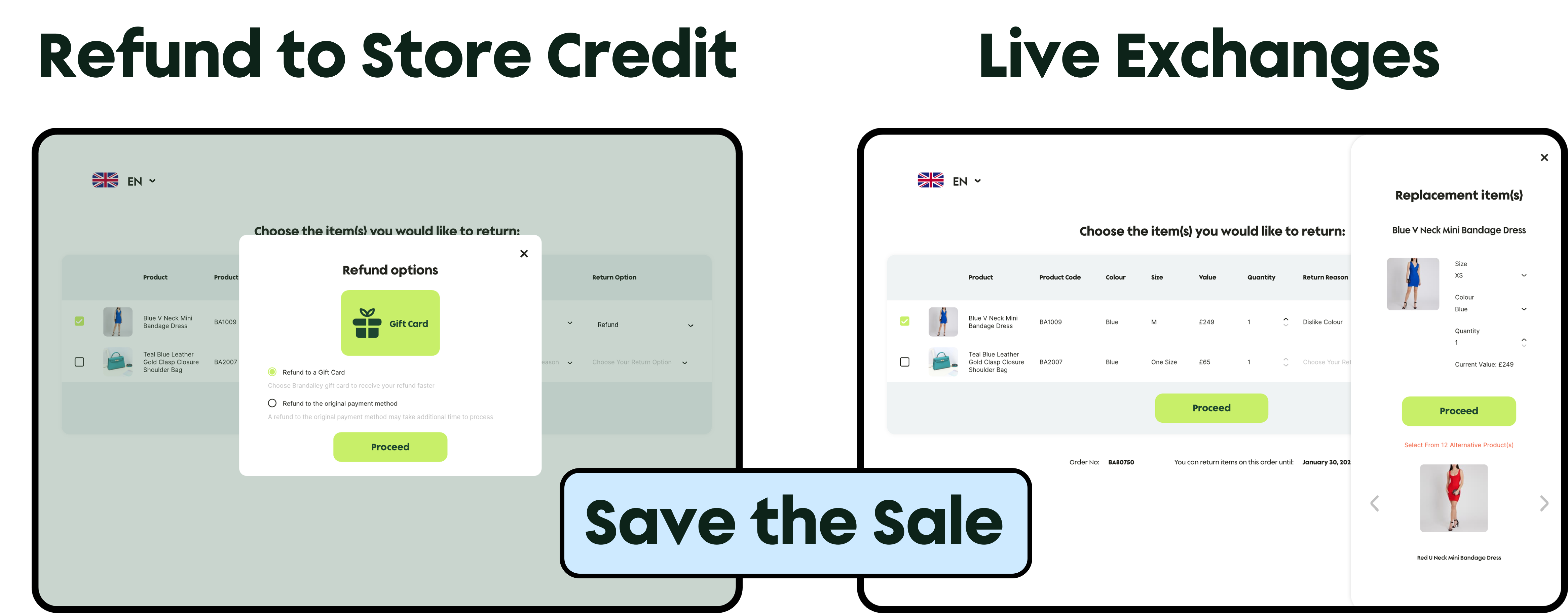 Save the sale with Refund to Store Credit and Live Exchanges