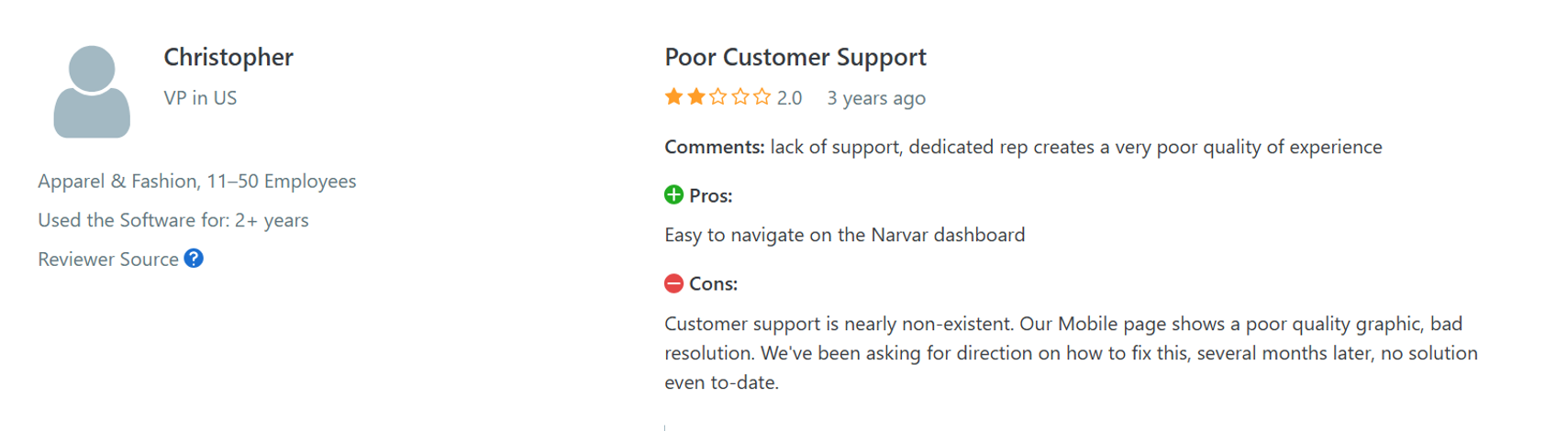 This used points out the poor account management you get from Narvar