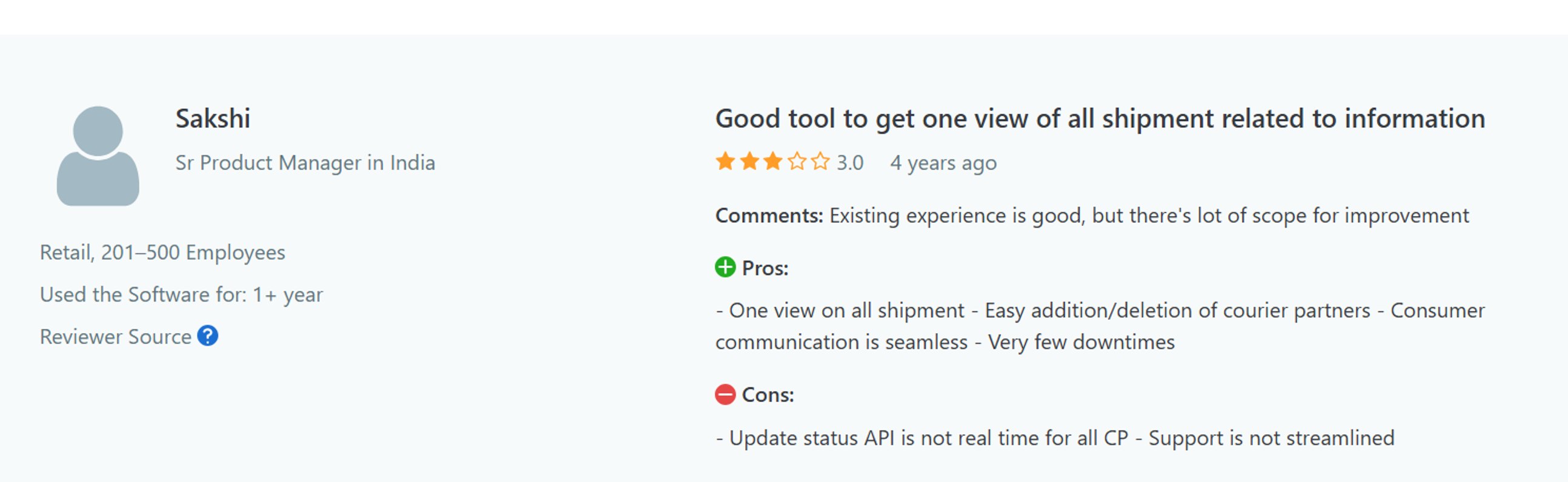 ClickPost Poor customer review "No-real time data"