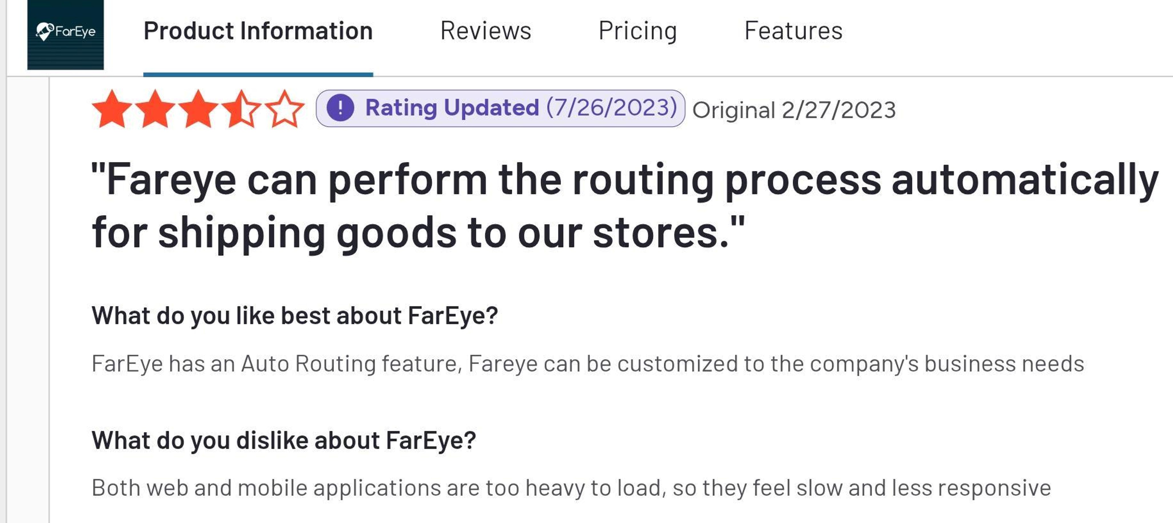 FarEye customer review - Slow loading
