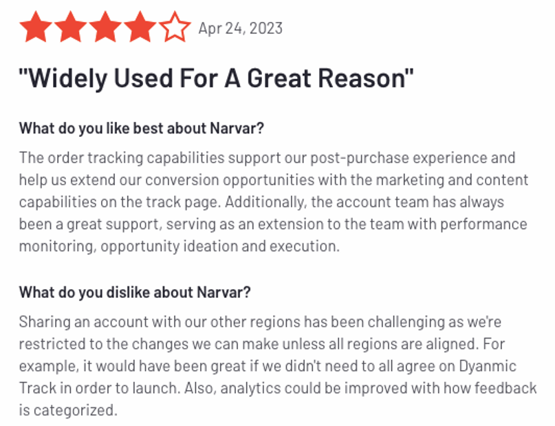 Narvar Review Complaint: It's challenging to use