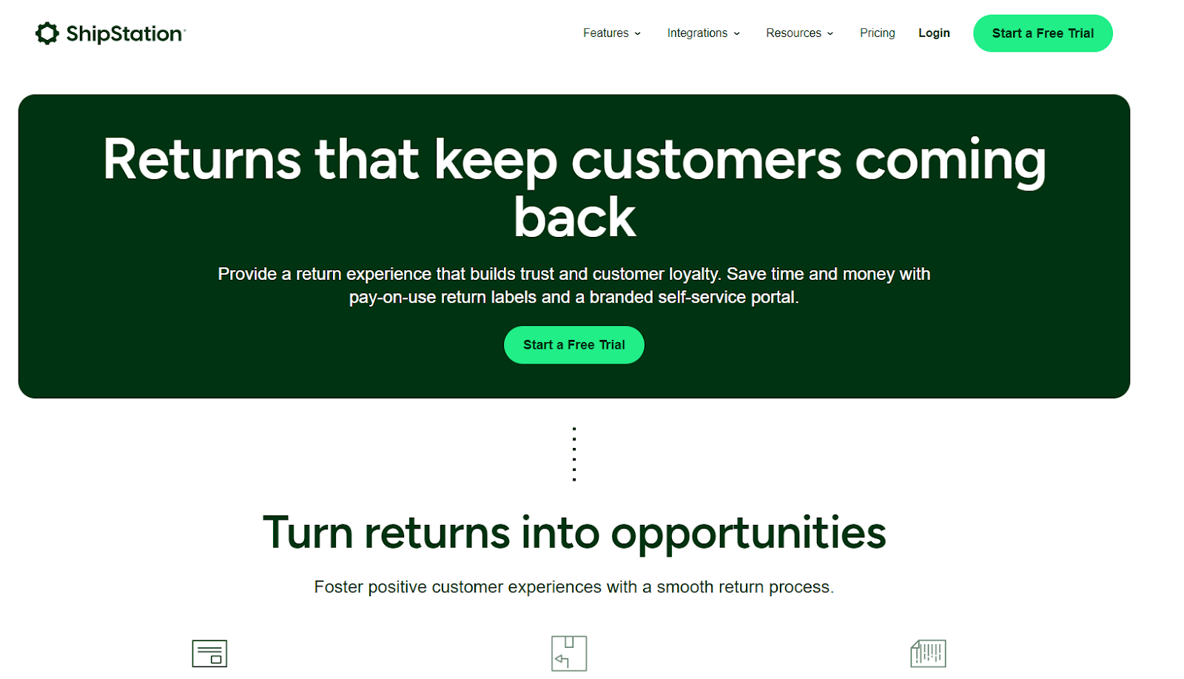 Narvar Alternative Shipstation home page