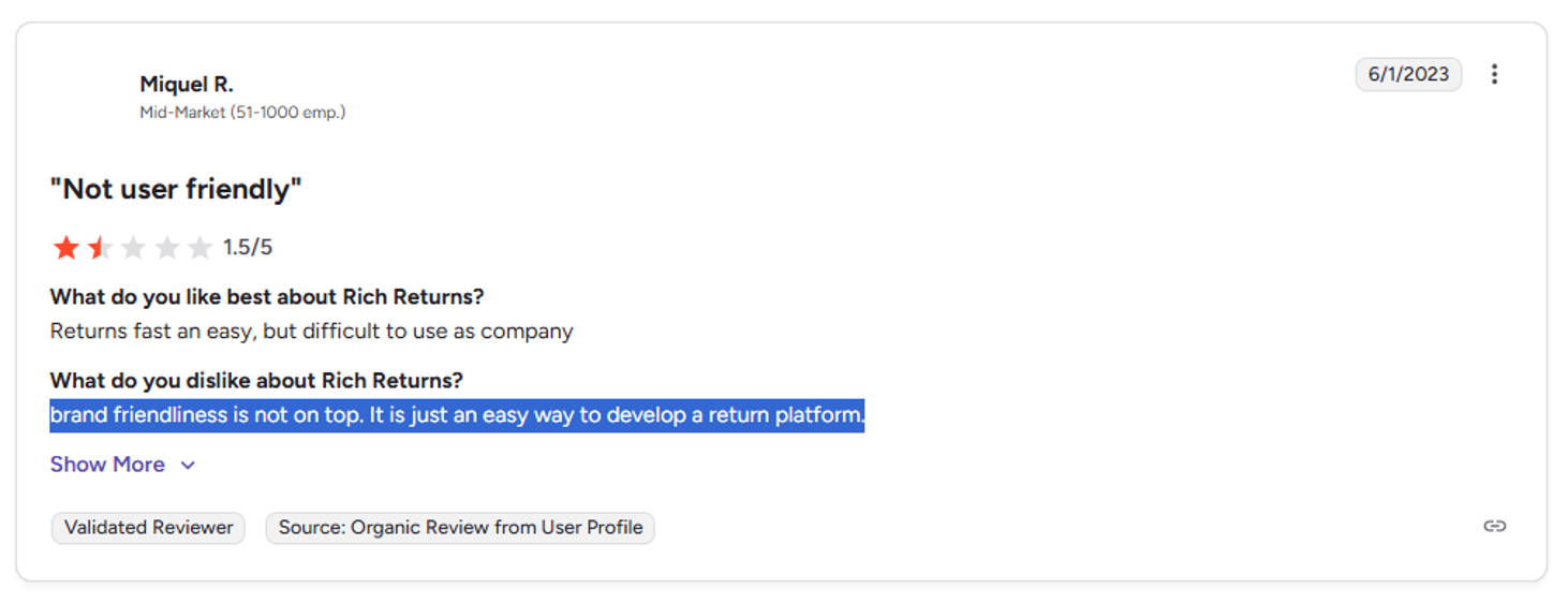 Rich Returns customer complaint: Not user friendly