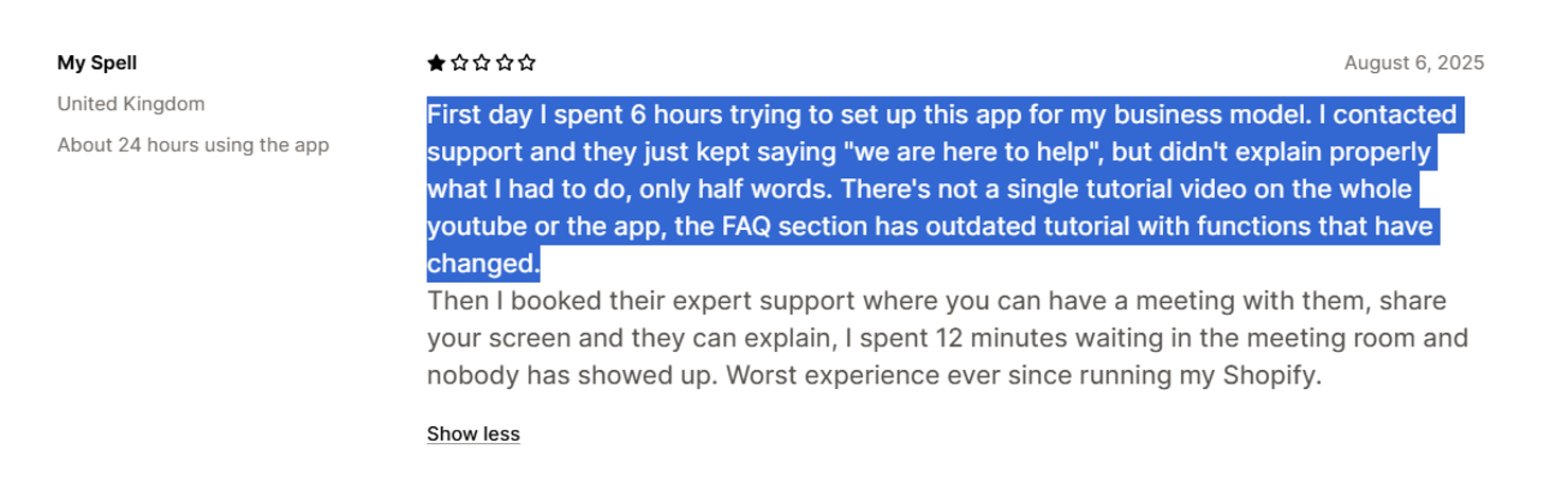 Return Prime Customer complaint - "slow set up time"