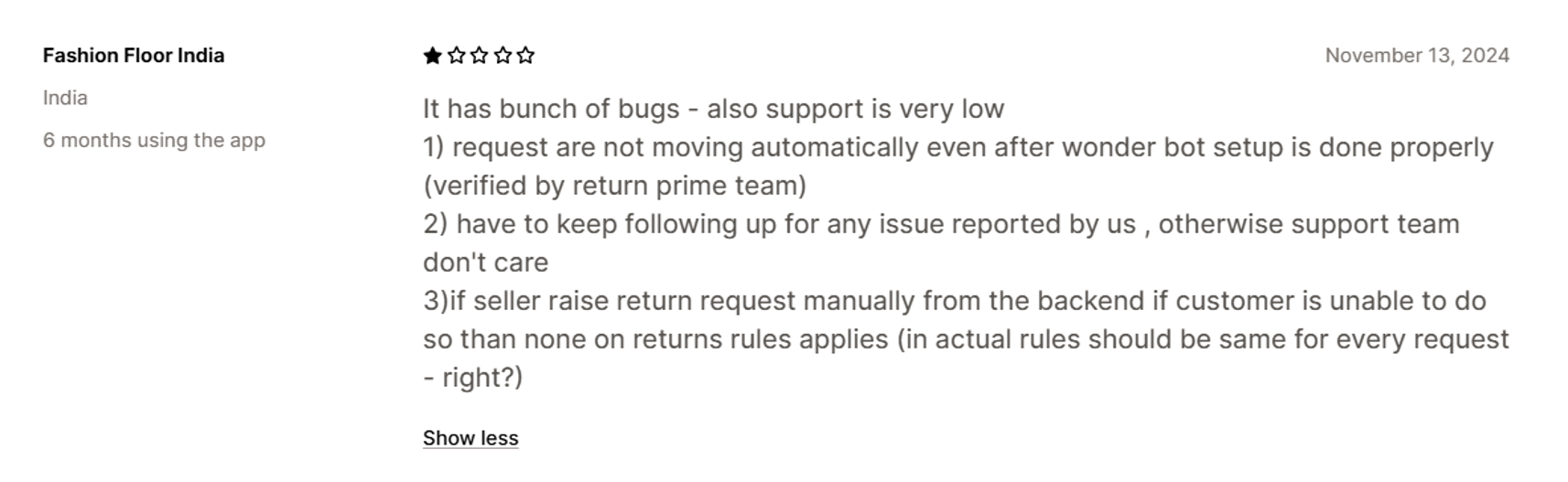 Return Prime Customer complaint - "Slow and buggy tech"