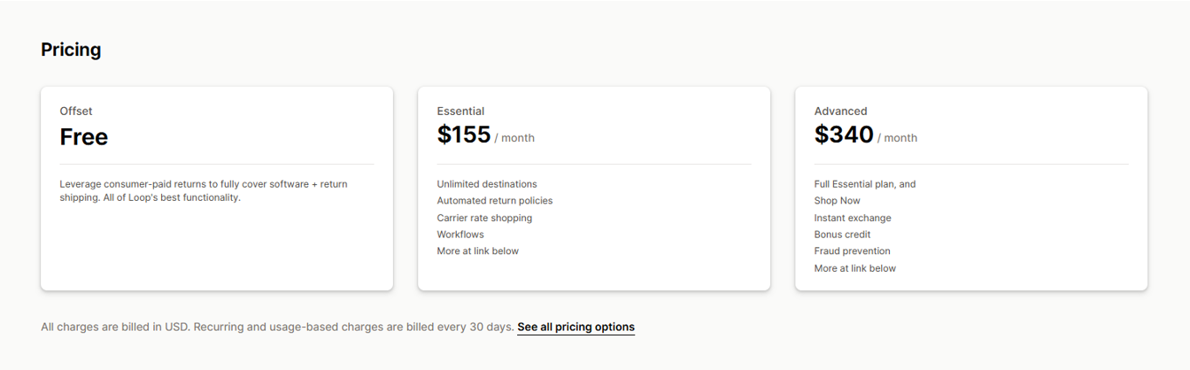 Loop Returns updated its pricing
