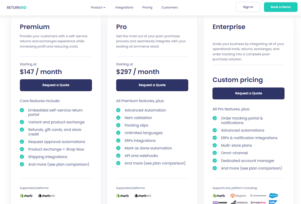 ReturnGO pricing overview