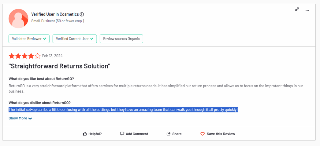 ReturnGO customer complaint: Confusing initial Set Up
