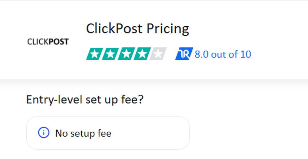 ClickPost Pricing no set up fee