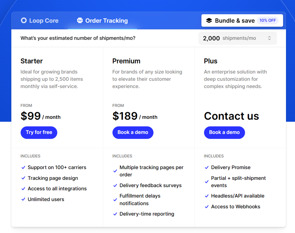 Loop Returns Pricing Order Tracking