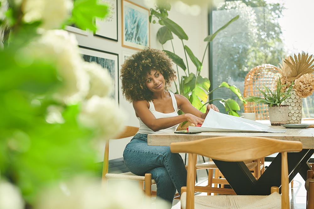 A customer packing a return