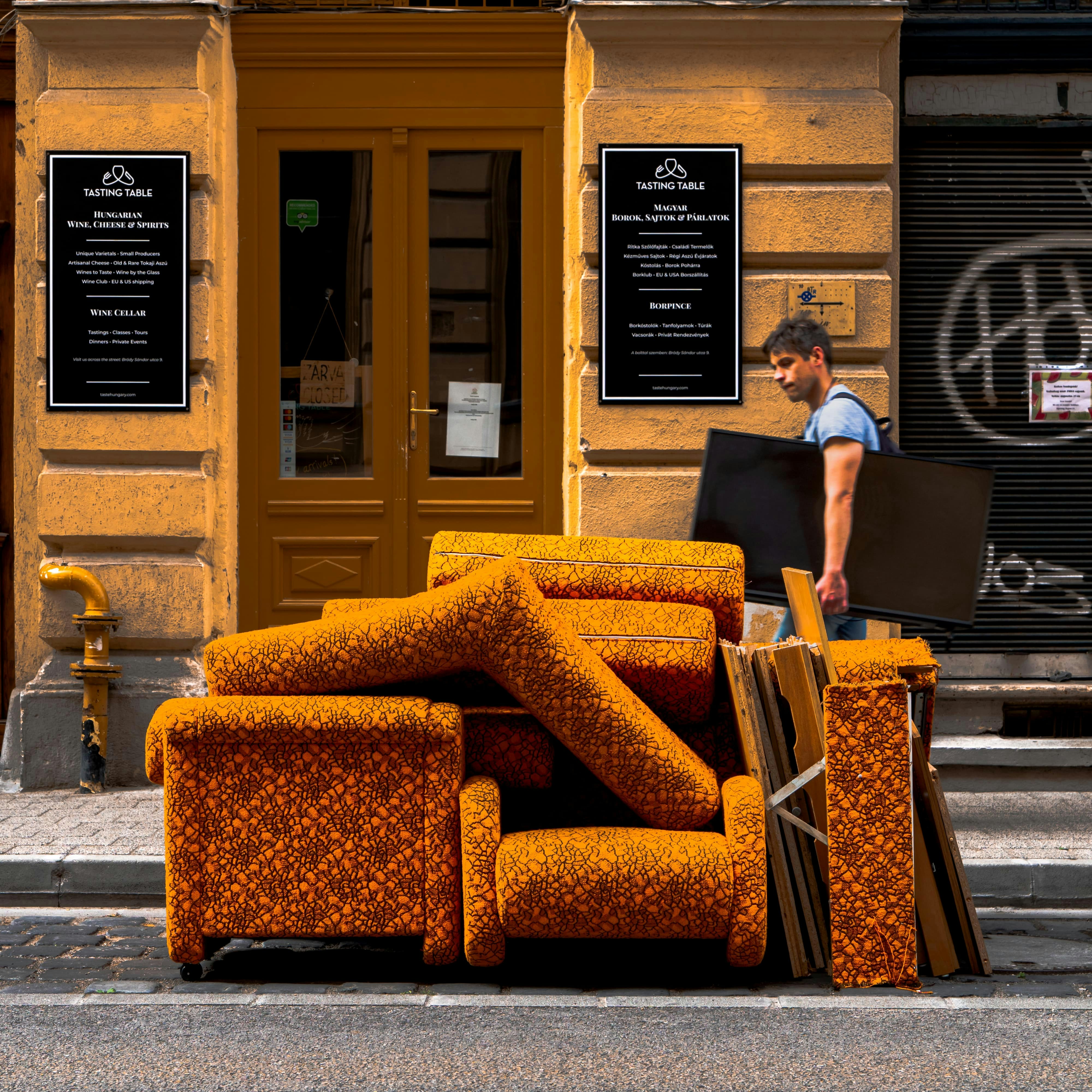 An undelivered sofa