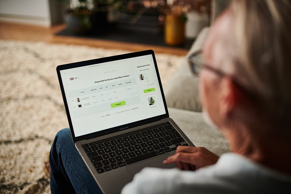 A customer processing an exchange return