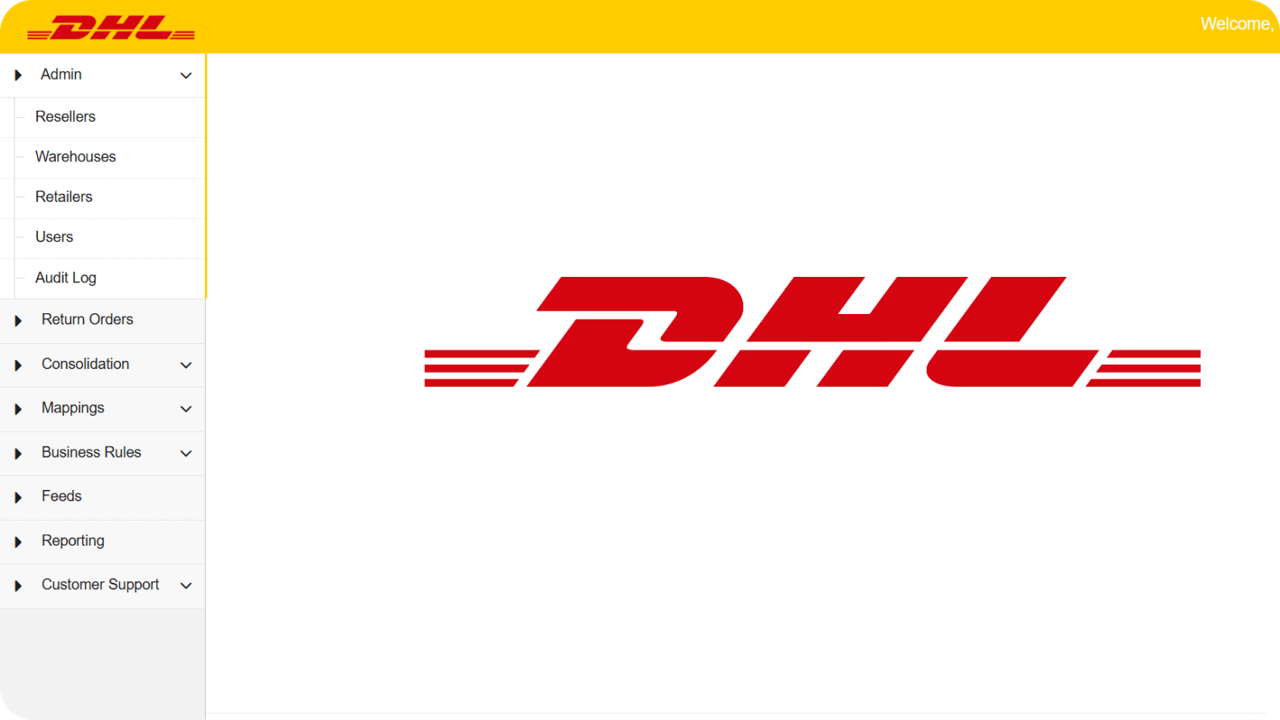 DHL branded admin portal