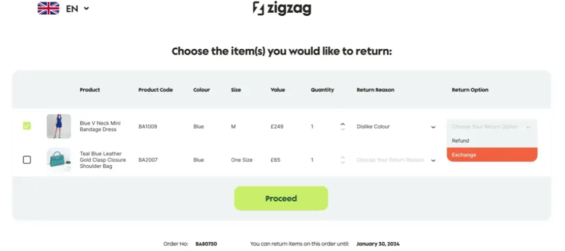 ZigZag Returns Portal
