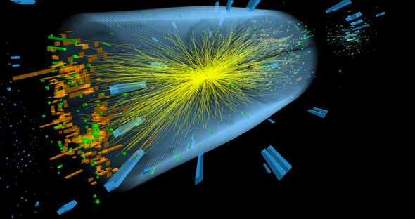 Visualization of particle collision data.