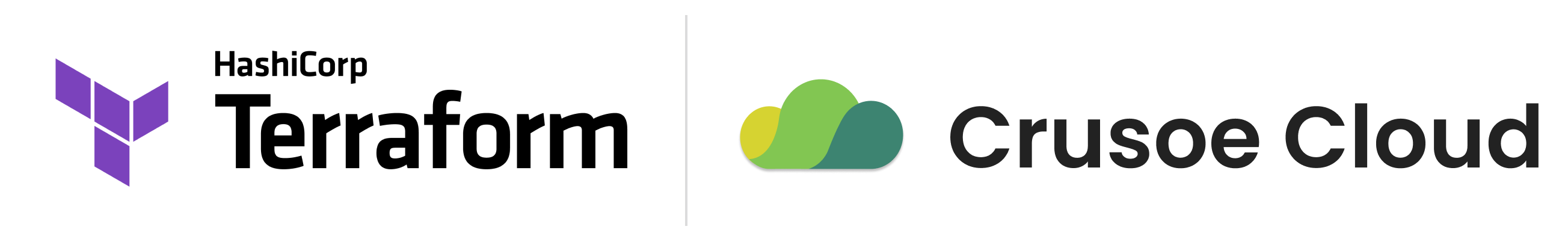 HashiCorp Terraform and Crusoe Cloud co-branded logos.