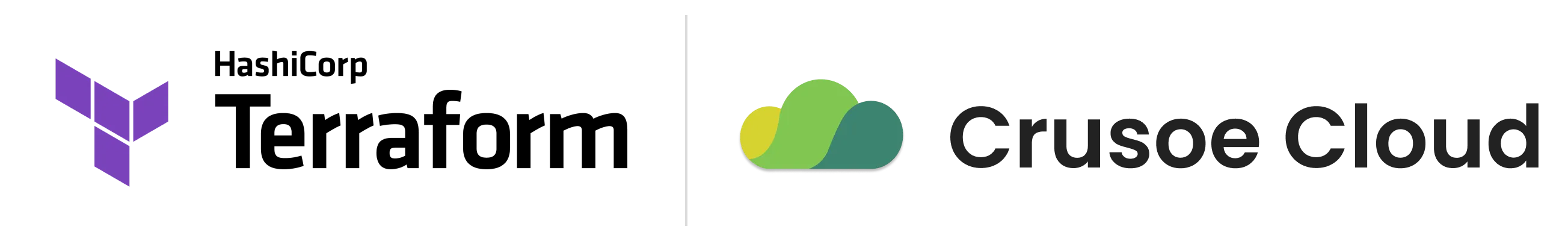 HashiCorp Terraform and Crusoe Cloud co-branded logos.