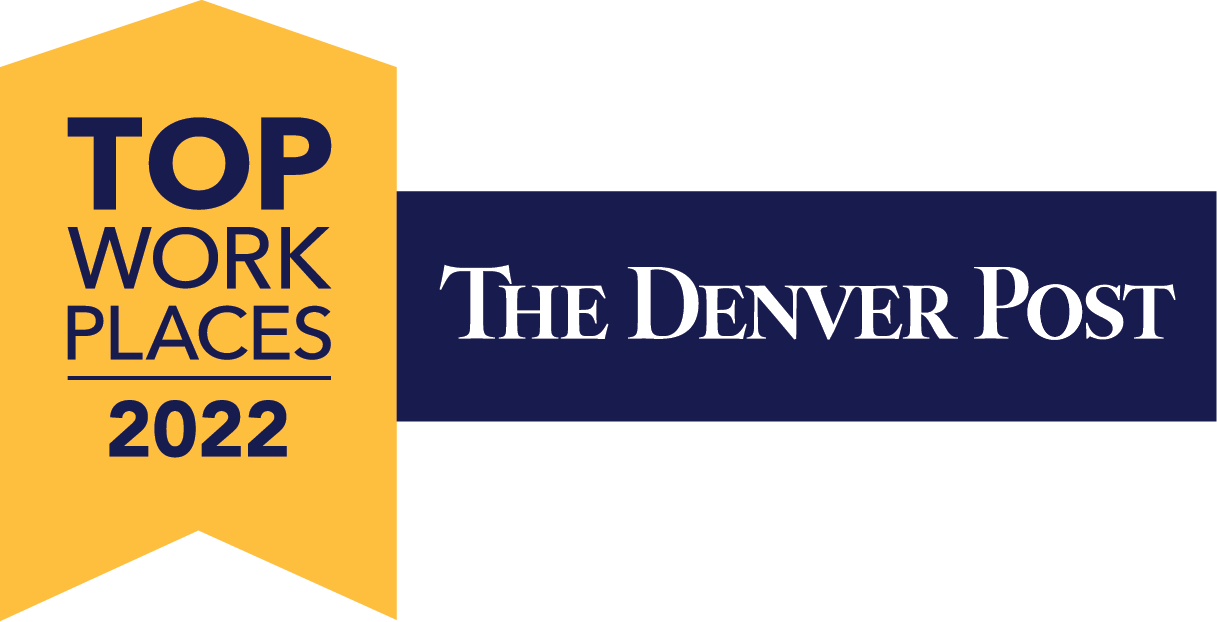 Award badge from The Denver Post titled "Top Work Places 2022".