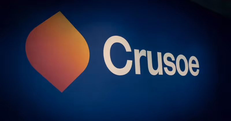 Crusoe's logo displayed on a blue background.