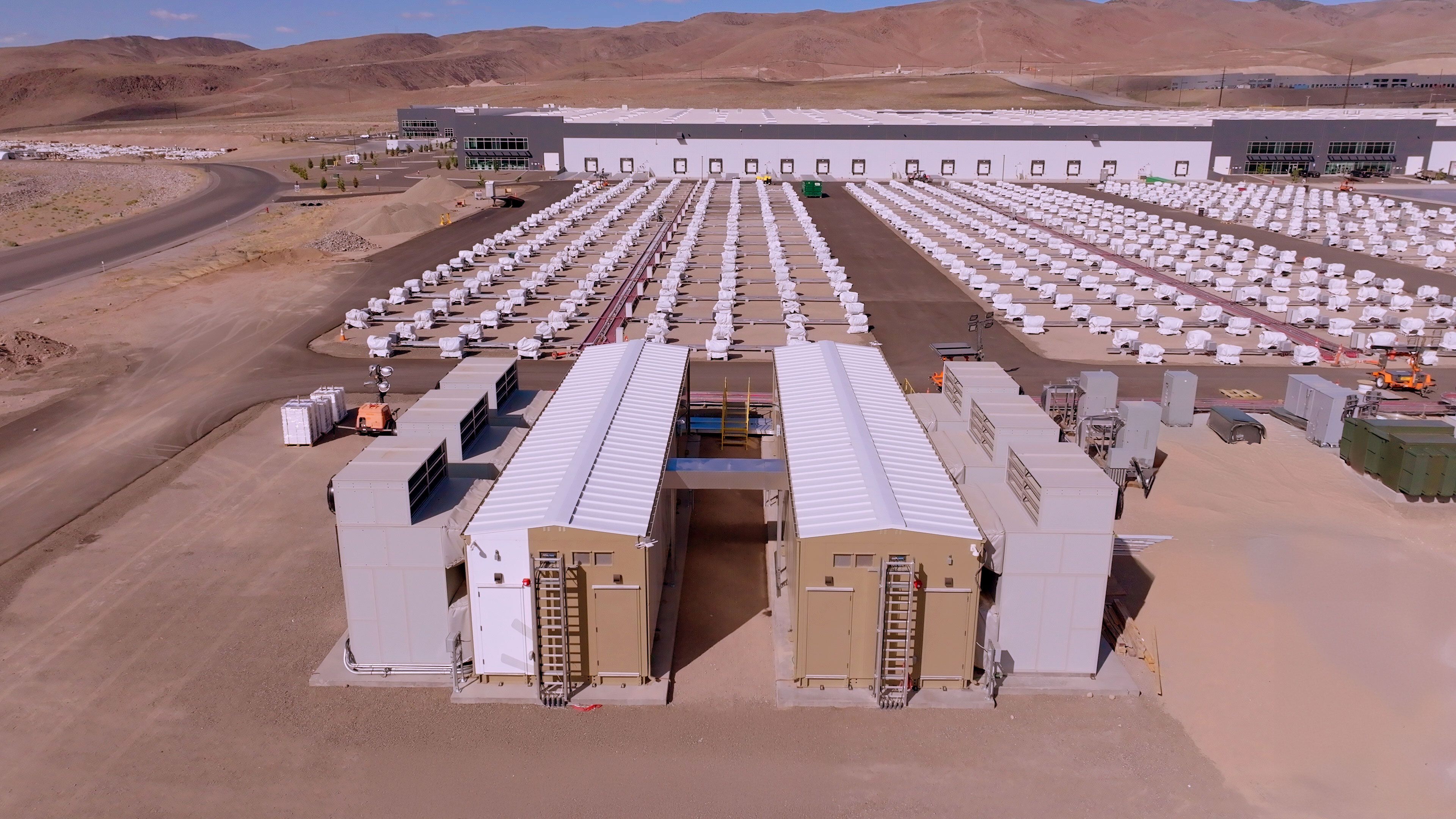 A photo of a Crusoe large-scale data center facility.
