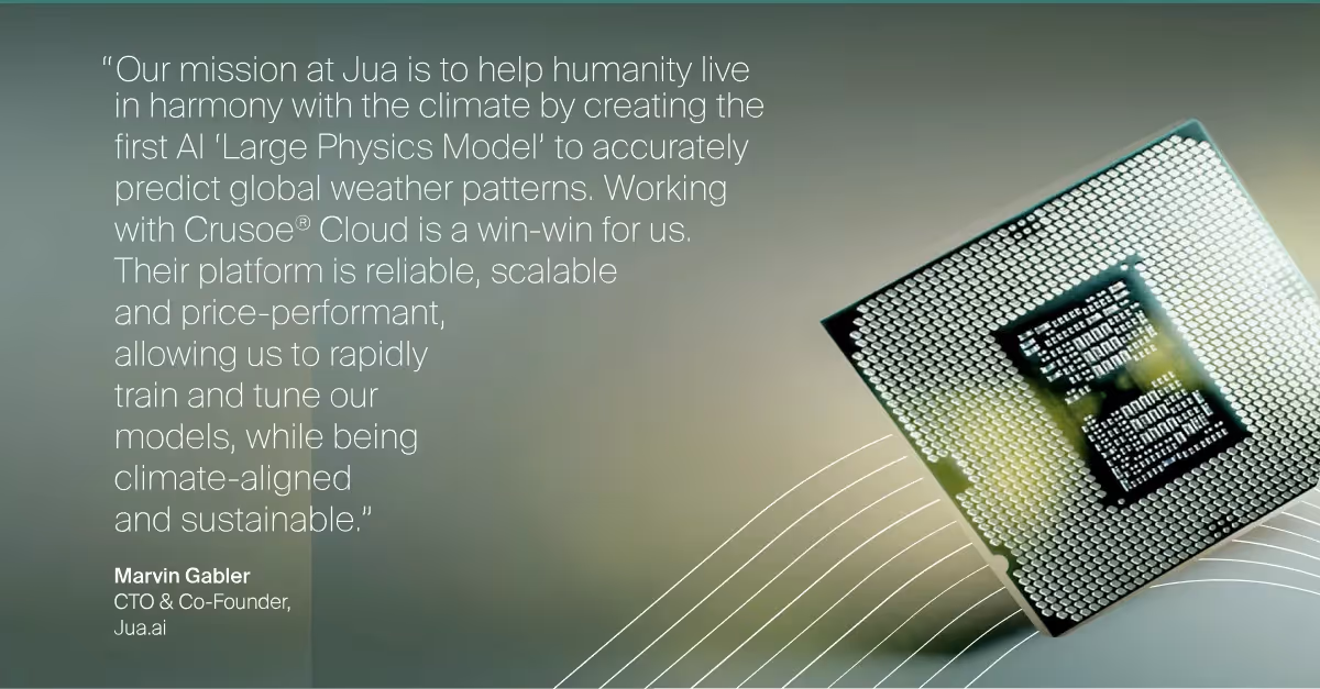 Testimonial quote from Marvin Gabler, CTO & Co-Founder of Jua.