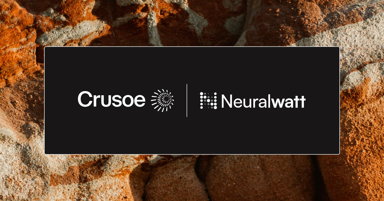 Crusoe and Neuralwatt partnership graphic with circuit board background.
