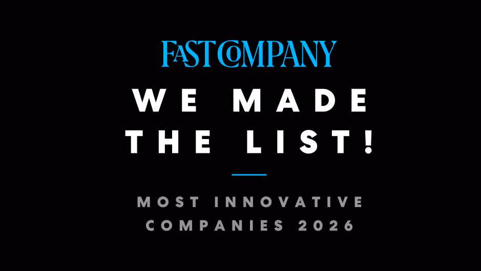 Fast Company's Most Innovative Company award logo with a lightbulb icon.