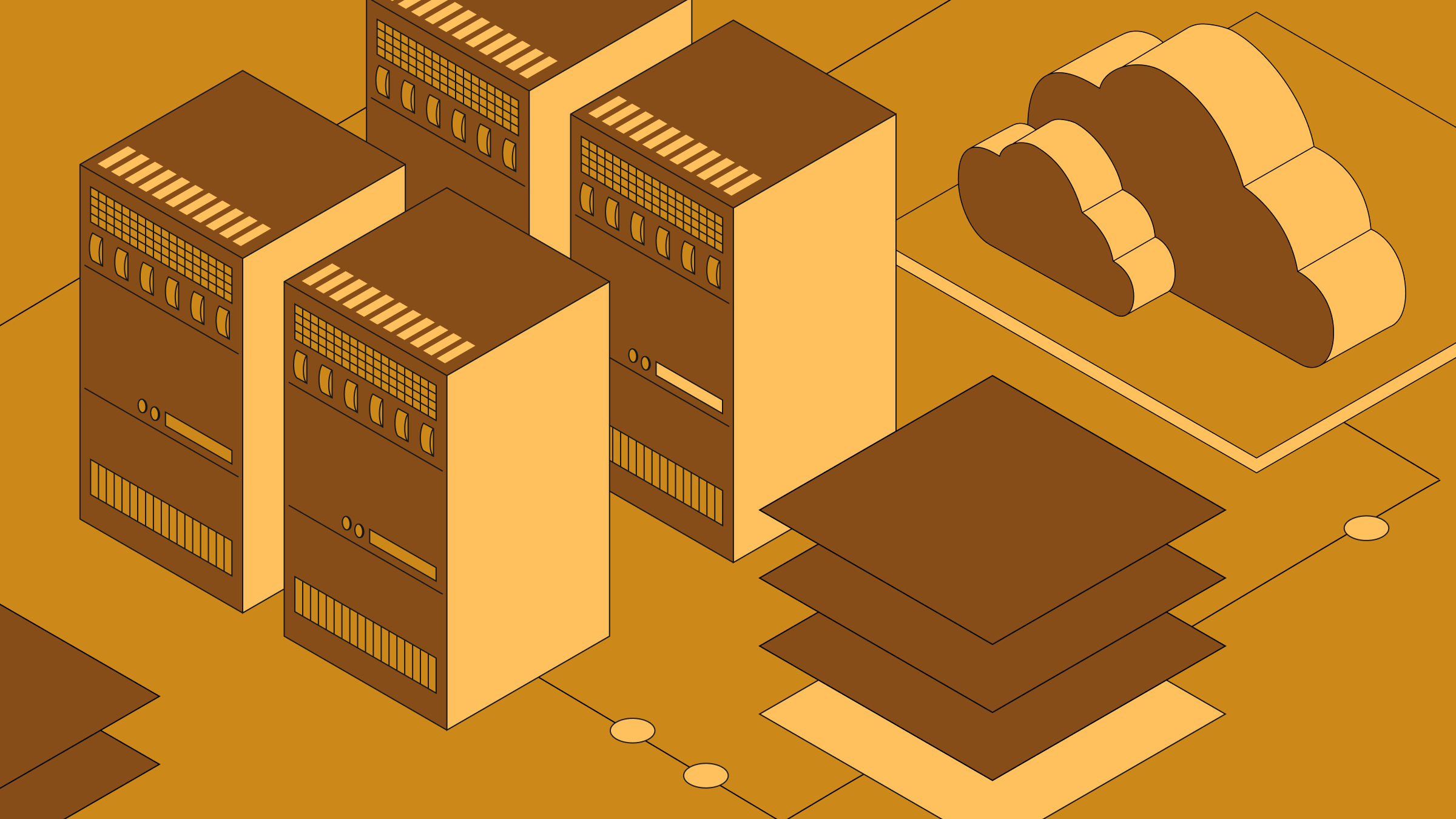 Isometric illustration of dense server racks representing NVIDIA HGX B300 systems on Crusoe Cloud in Iceland