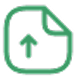 The green icon of an arrow pointing up inside of a paper sheet.