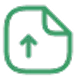 The green icon of an arrow pointing up inside of a paper sheet.
