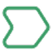 The green icon of an arrow pointer.