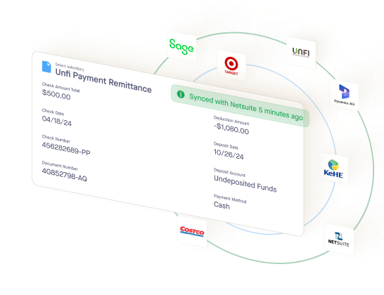 A dashboard showing a subsidiary payment.