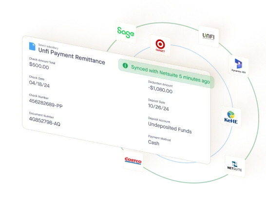 A dashboard showing a subsidiary payment.