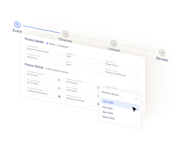 A light beige, computer interface shows a multi-step form for creating a promotion. The form has multiple sections.