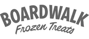 Text logo reading Boardwalk Frozen Treats in stylized fonts.